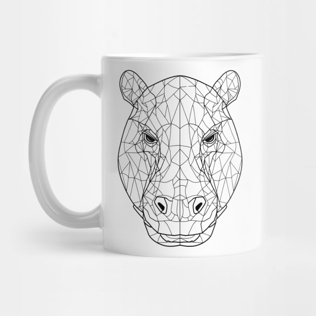 Geometric Hippopotamus: Abstract Line Art by AmandaOlsenDesigns